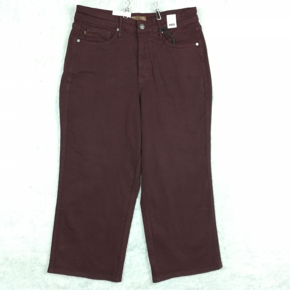 Judy Blue Womens‎ Jeans Wide Leg Cropped High Waist Denim Ox Blood Red 14W New